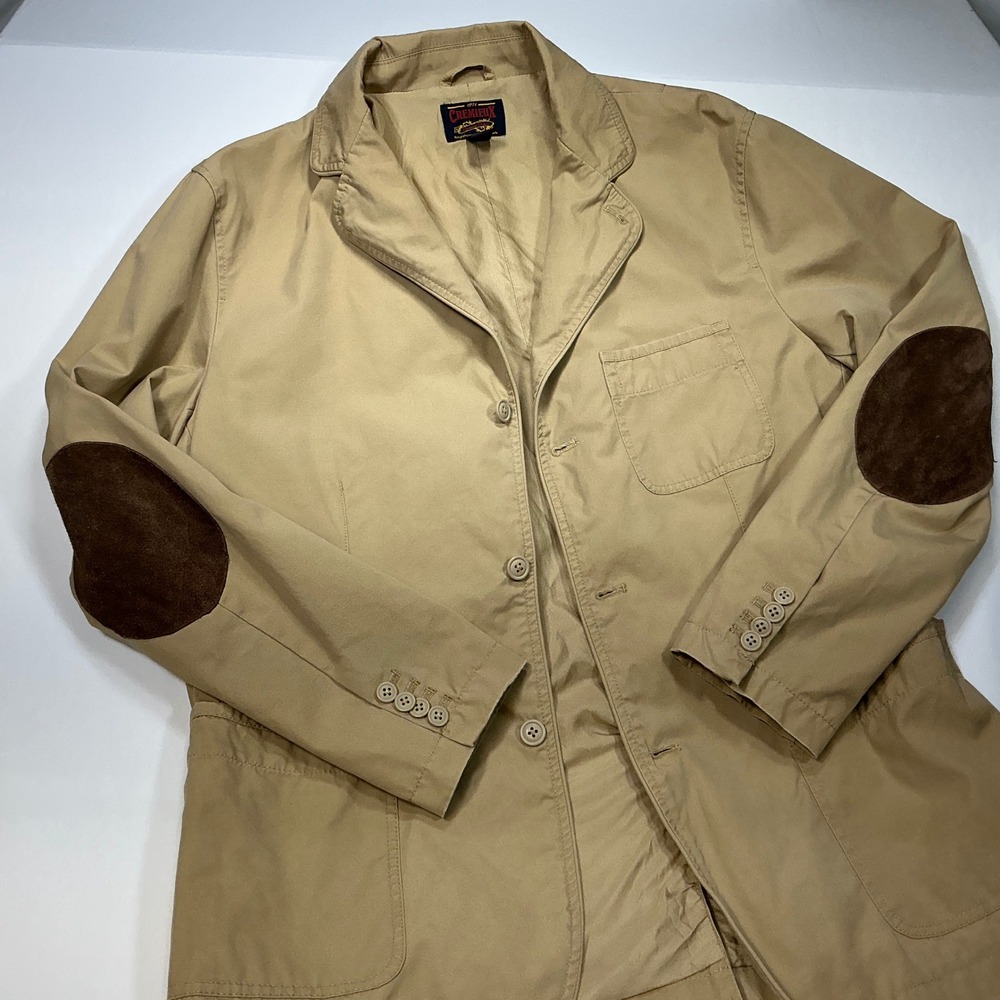 Cremieux‎ Men's Beige Cotton Blazer Jacket with Elbow Patches - Versatile Style